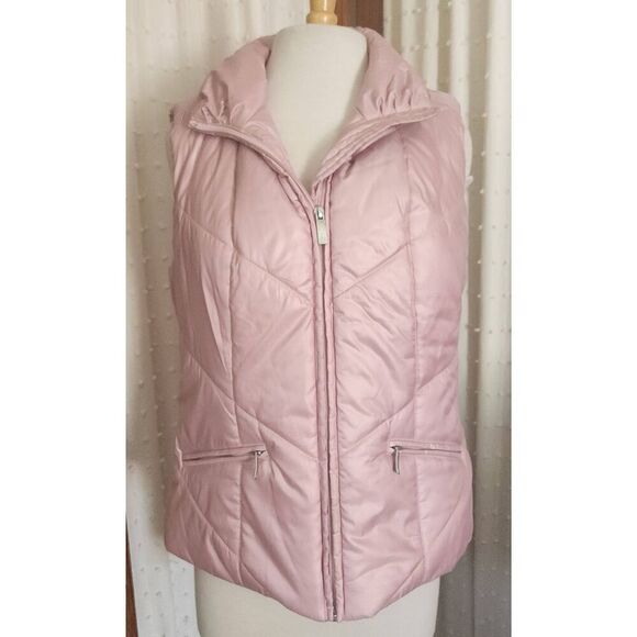 V20  Liz Claiborne pink quilted puffer vest - Picture 1 of 11